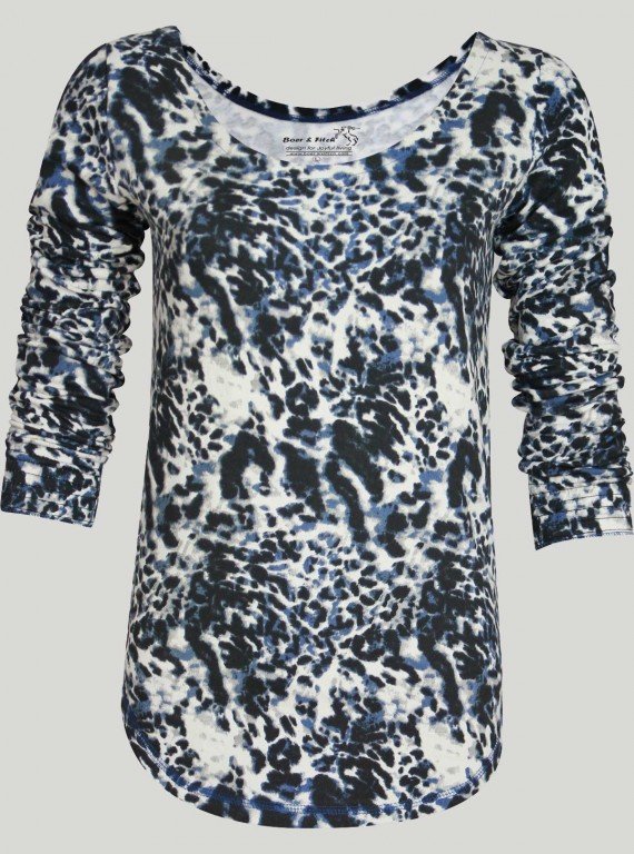 Blue Printed Fleece Sweat Top