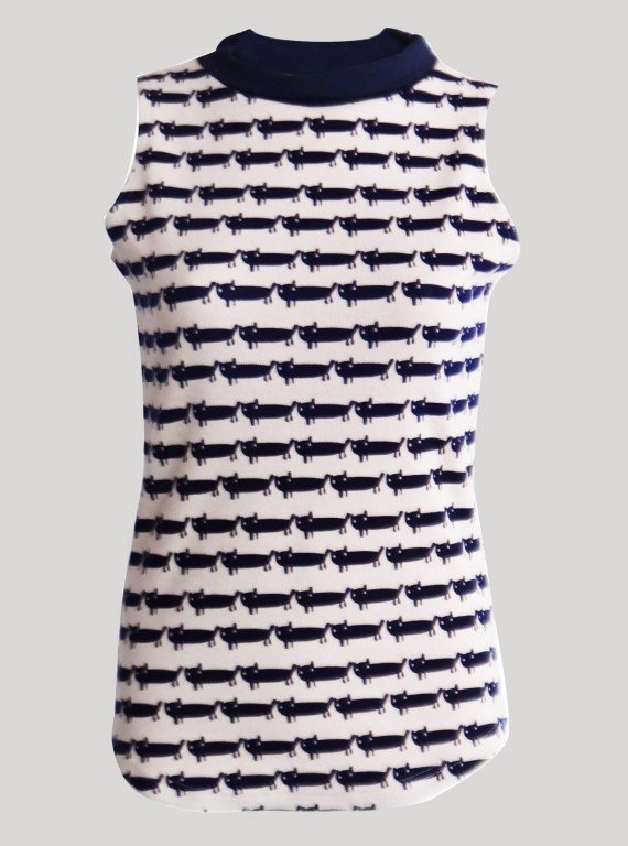 Cat Print High Neck Top