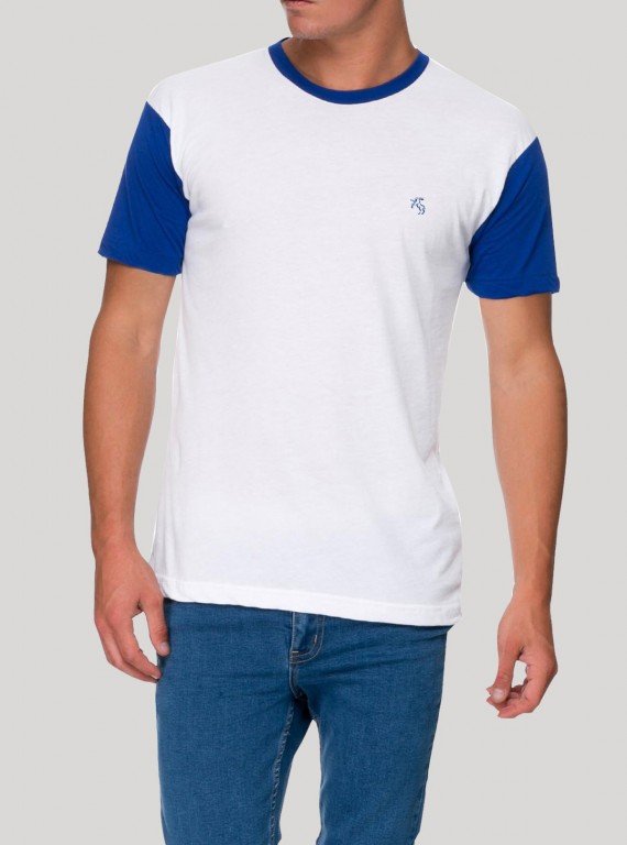 Mens Contrast Sleeve TShirt - White