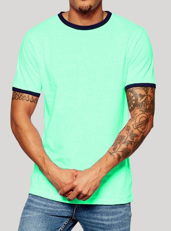 Sky Blue Contrast Rib TShirt