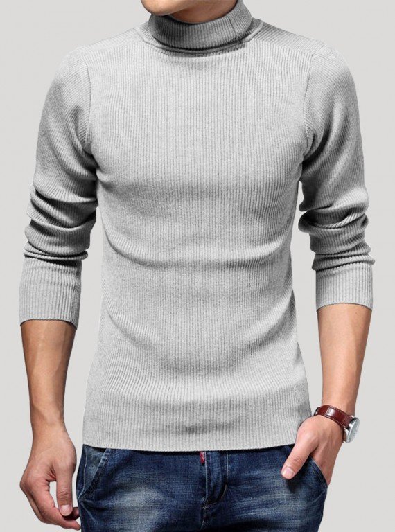 Grey Melange Turtle Neck Sweat Shirt