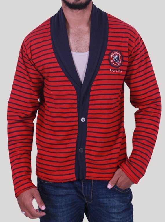 Red Shawl Collar Cardigan Set