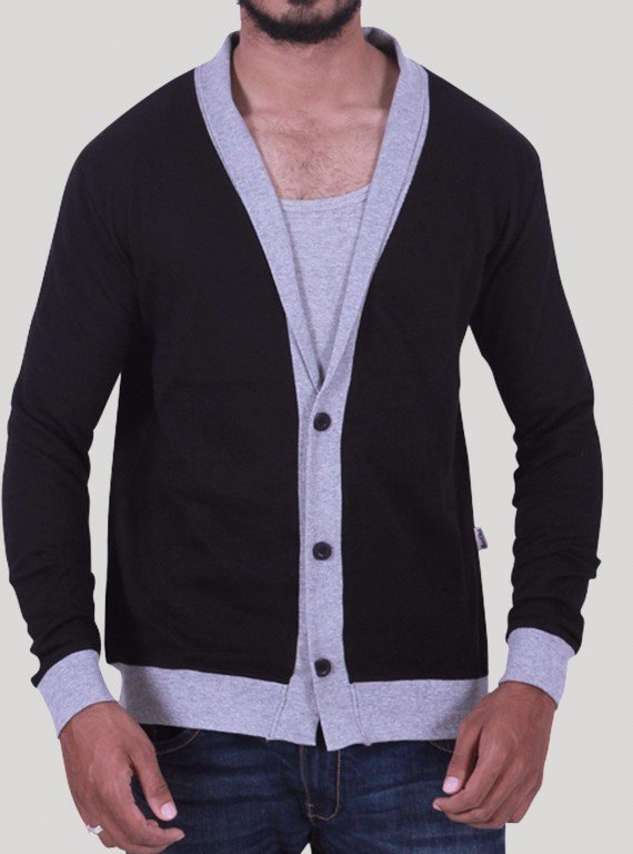 Black Shawl Collar Cardigan Set