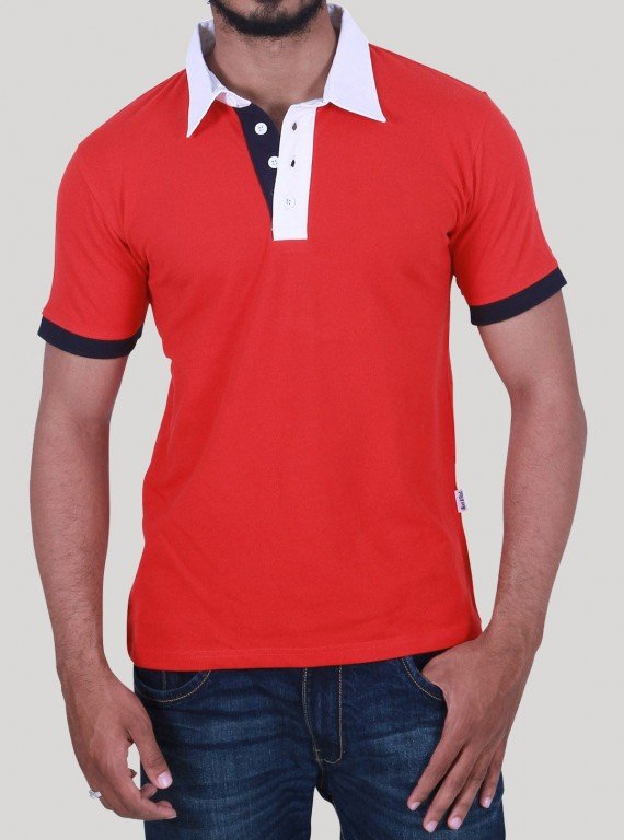 Red Drill Polo Pique TShirt
