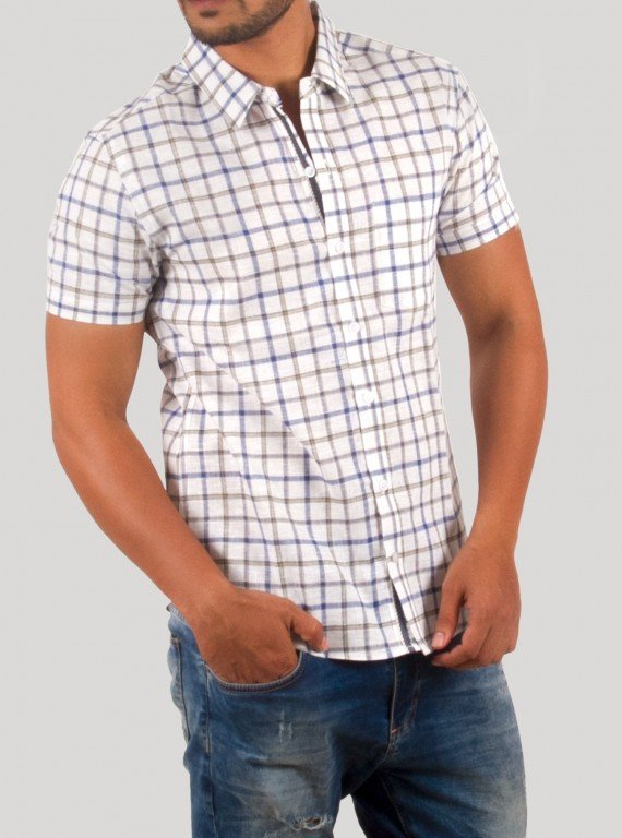 Checked Linen Blend Shirt