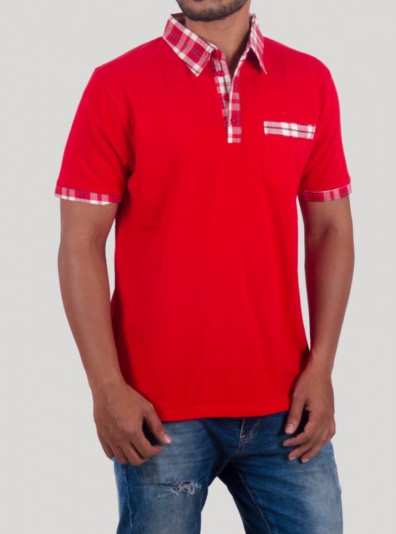 Red Twill Polo TShirt