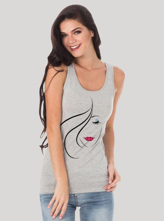 Angel Printed Grey Melange Top