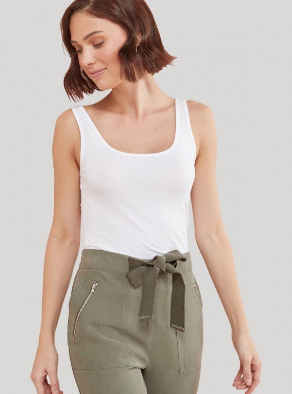 White Sleeveless Stretch Top