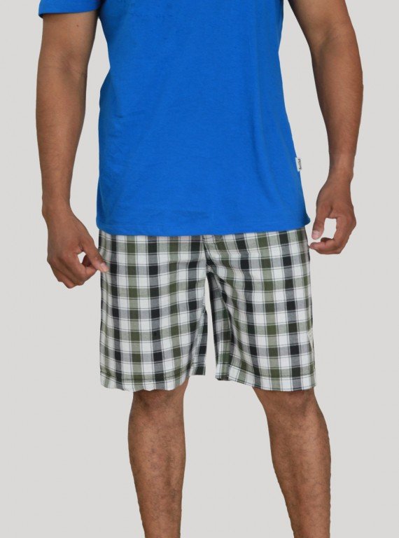 Dark Green Checkered Shorts