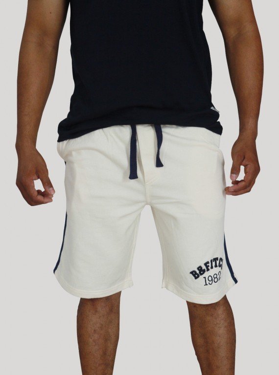 Ecru Piping Fleece Shorts