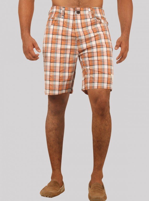Brown broad check shorts