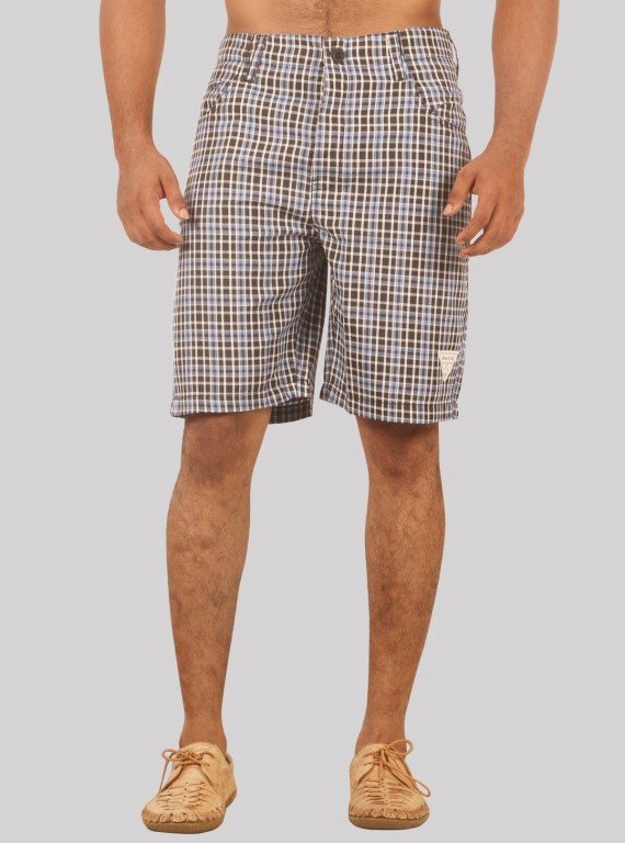 Brown Checkered Shorts
