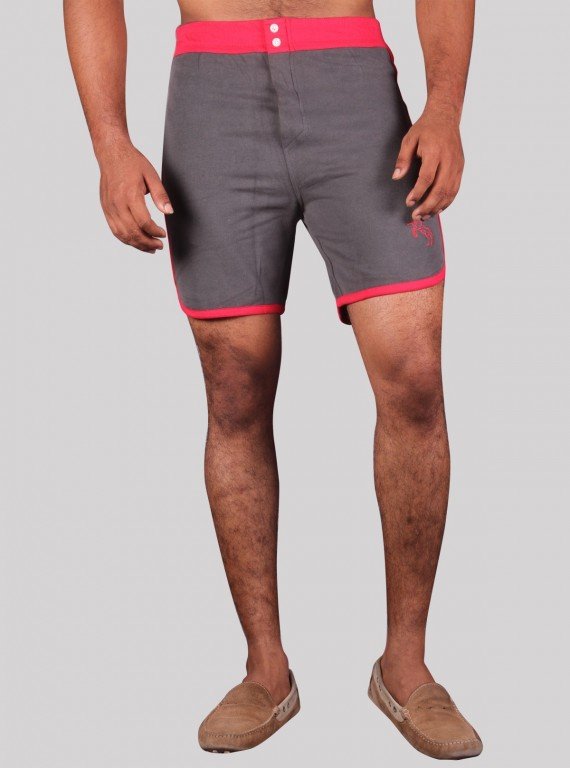 Red Contrast Fleece Shorts