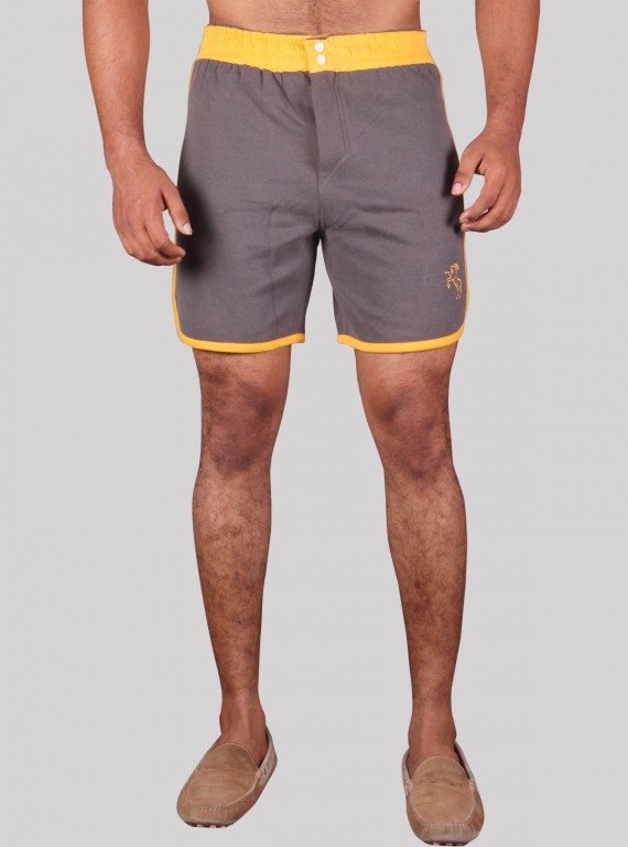 Yellow Contrast Fleece Shorts