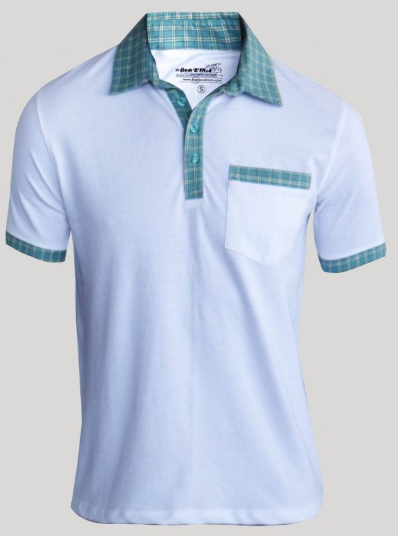 White Mint Collar Polo TShirt