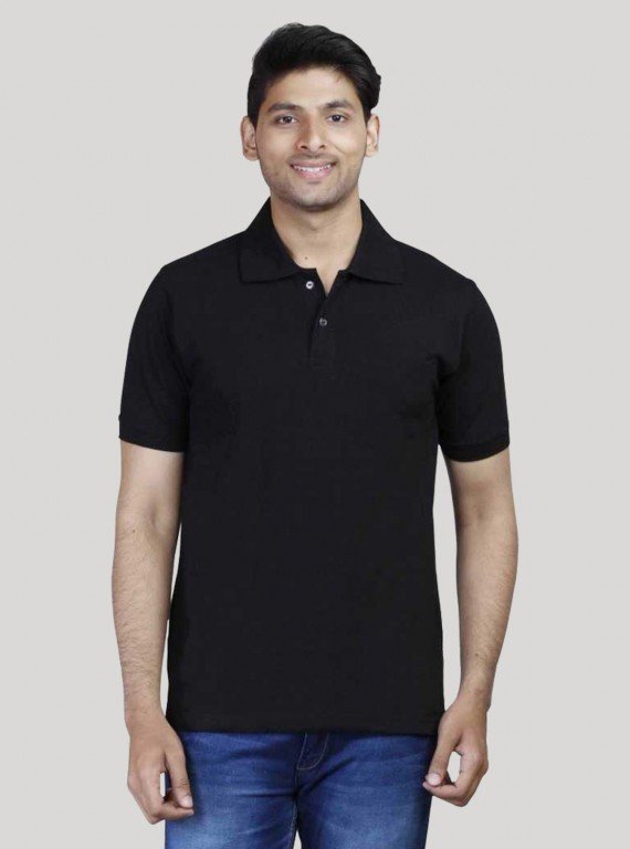 Black Pique Polo TShirt