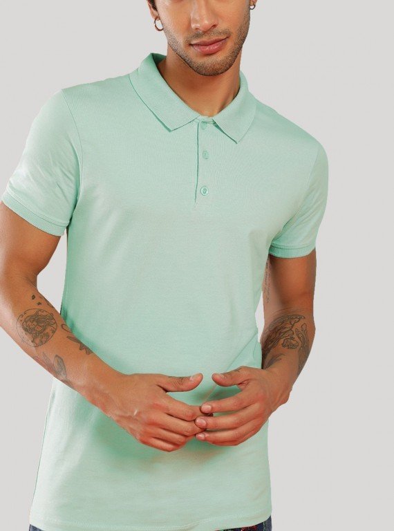 Light Blue Pique Polo TShirt