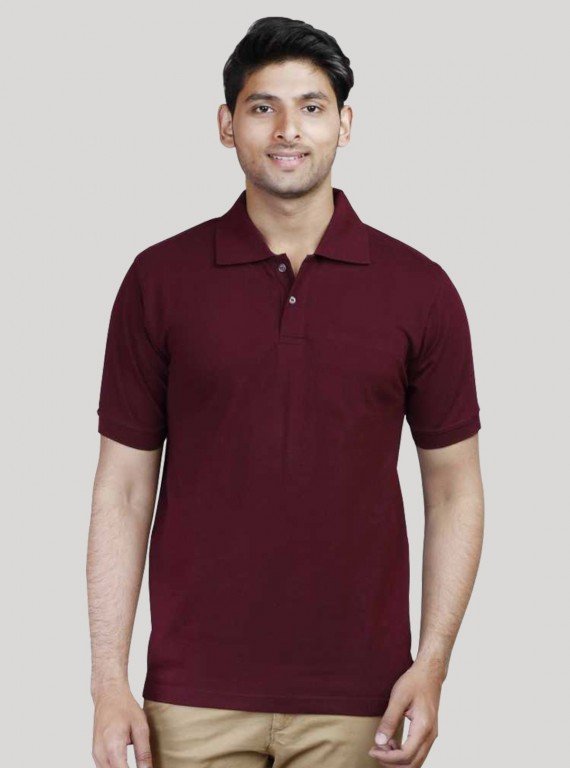 Burgundy Pique Polo TShirt